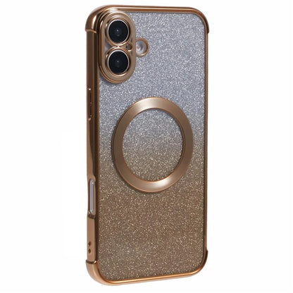 For iPhone 16 Plus Case Compatible with MagSafe Electroplating TPU Gradient Glitter Phone Cover