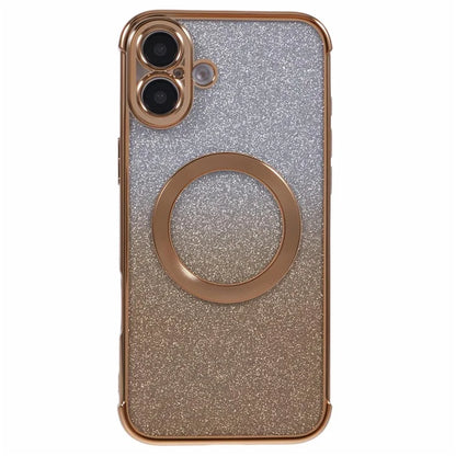 For iPhone 16 Plus Case Compatible with MagSafe Electroplating TPU Gradient Glitter Phone Cover