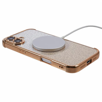 For iPhone 16 Plus Case Compatible with MagSafe Electroplating TPU Gradient Glitter Phone Cover