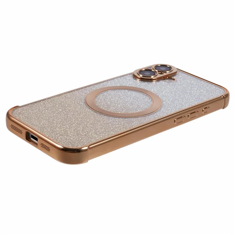 For iPhone 16 Plus Case Compatible with MagSafe Electroplating TPU Gradient Glitter Phone Cover