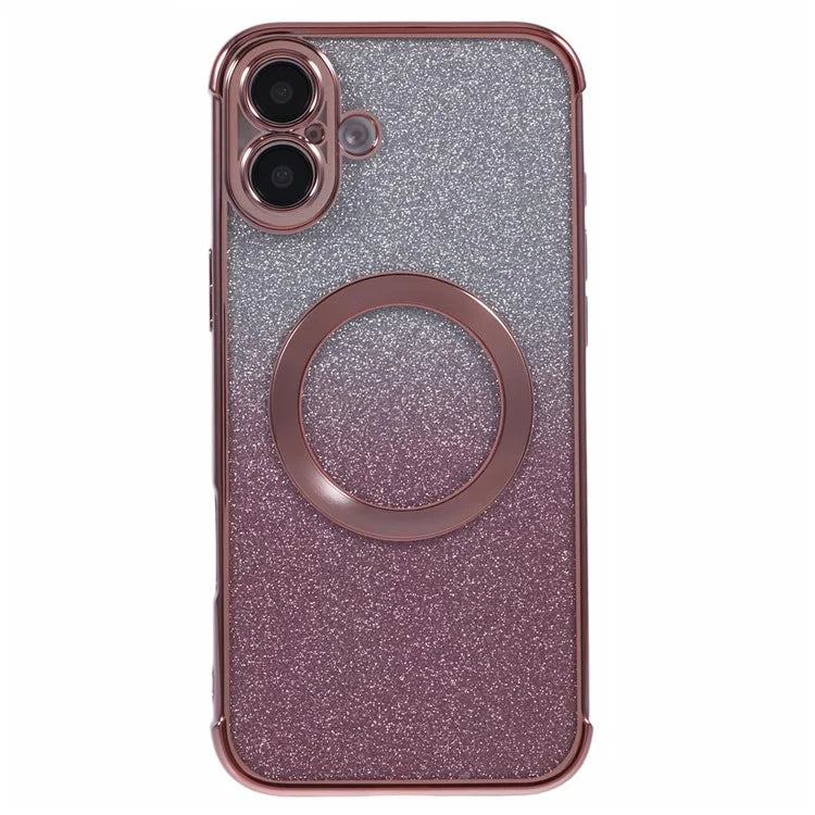 For iPhone 16 Plus Case Compatible with MagSafe Electroplating TPU Gradient Glitter Phone Cover