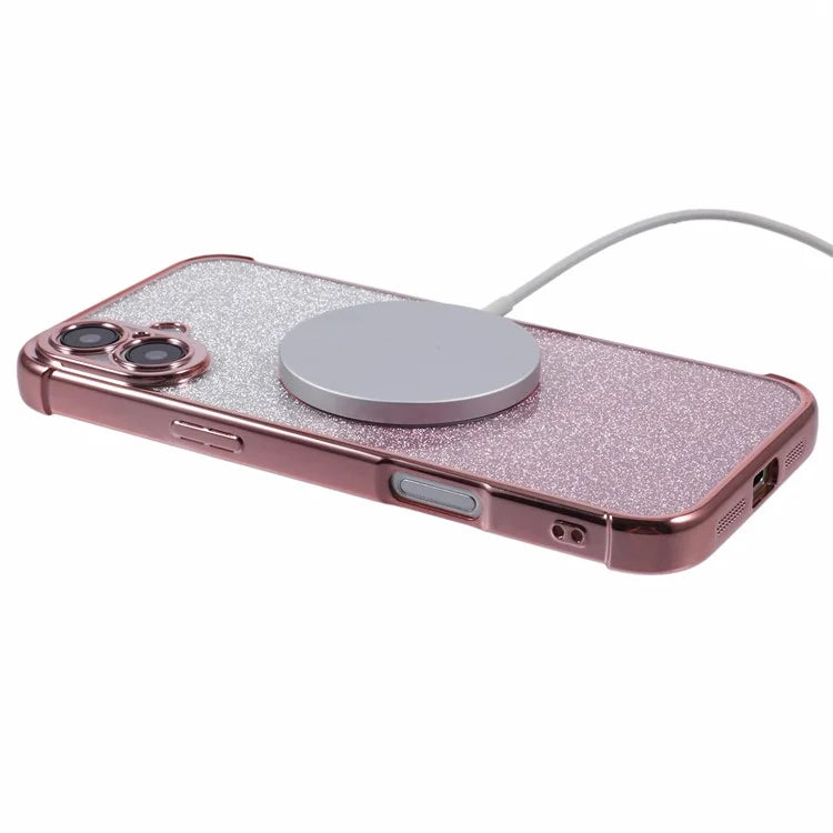 For iPhone 16 Plus Case Compatible with MagSafe Electroplating TPU Gradient Glitter Phone Cover