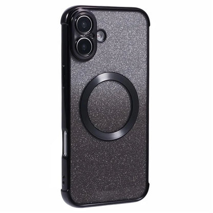 For iPhone 16 Case Compatible with MagSafe Electroplating TPU Gradient Glitter Phone Cover