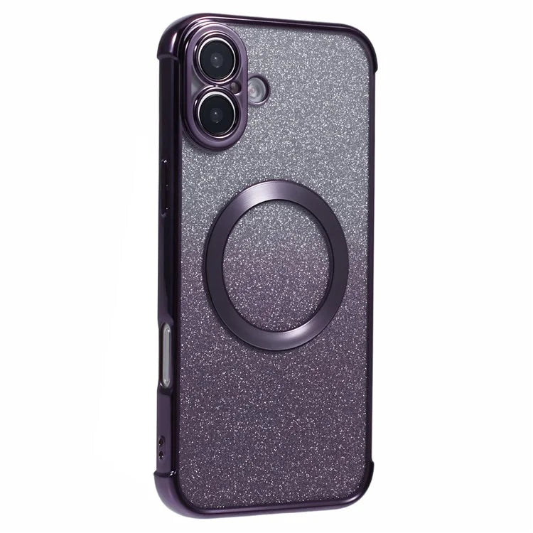 For iPhone 16 Case Compatible with MagSafe Electroplating TPU Gradient Glitter Phone Cover
