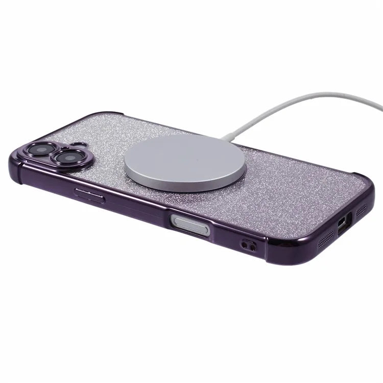 For iPhone 16 Case Compatible with MagSafe Electroplating TPU Gradient Glitter Phone Cover