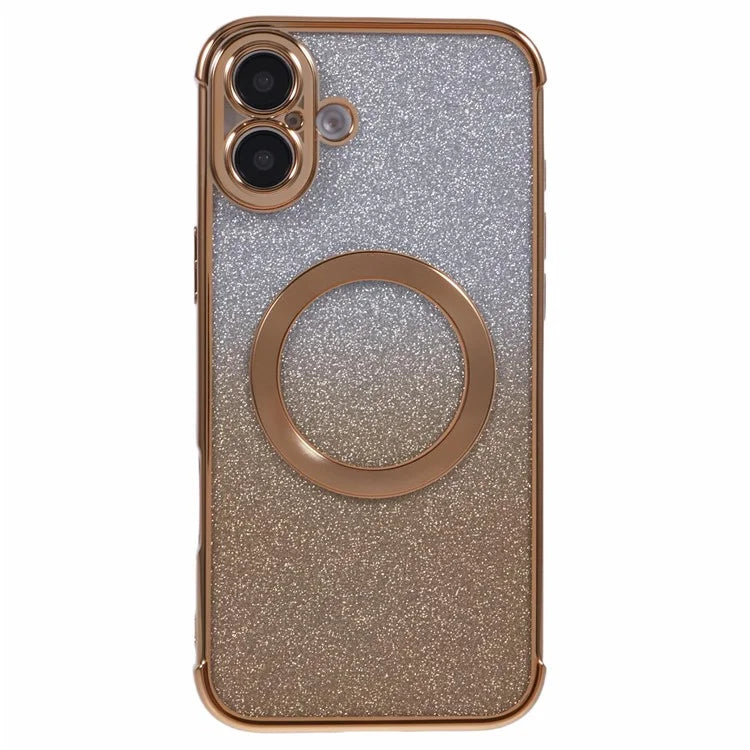 For iPhone 16 Case Compatible with MagSafe Electroplating TPU Gradient Glitter Phone Cover
