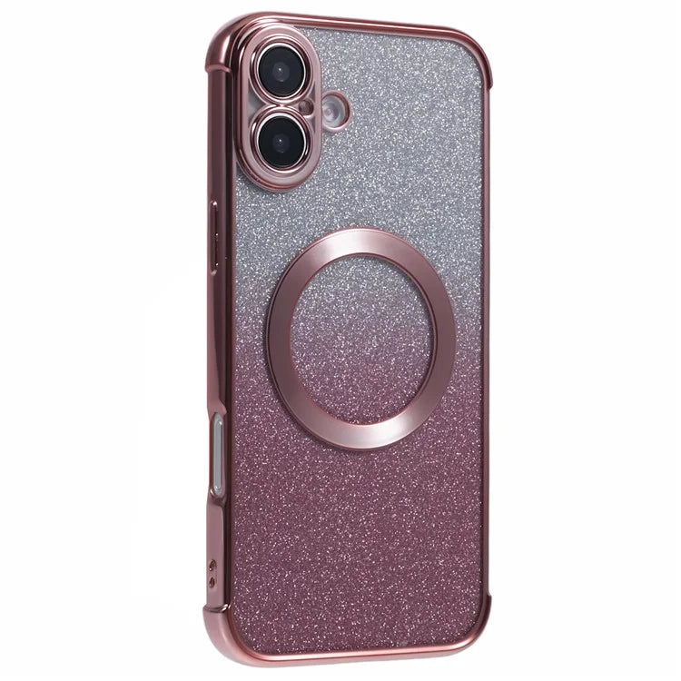 For iPhone 16 Case Compatible with MagSafe Electroplating TPU Gradient Glitter Phone Cover