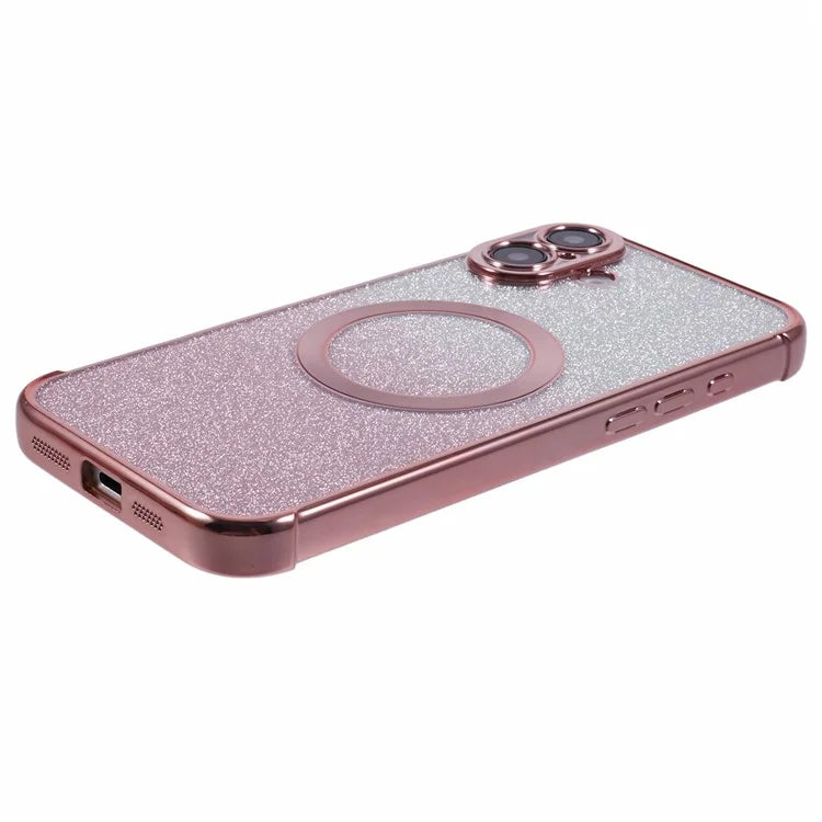 For iPhone 16 Case Compatible with MagSafe Electroplating TPU Gradient Glitter Phone Cover