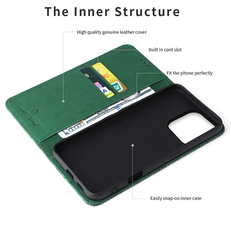 FIERRE SHANN For iPhone 16 Pro Max Case Genuine Cow Leather Crocodile Texture Wallet Phone Cover