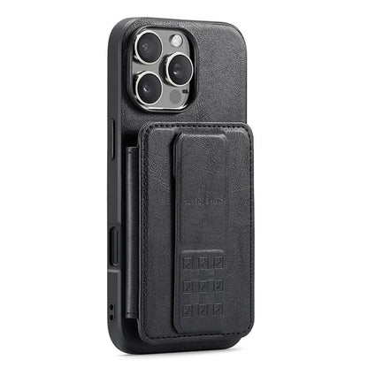 FIERRE SHANN 024 Style For iPhone 16 Pro Max Case Card Holder Kickstand Waxy Texture Leather+TPU Phone Cover