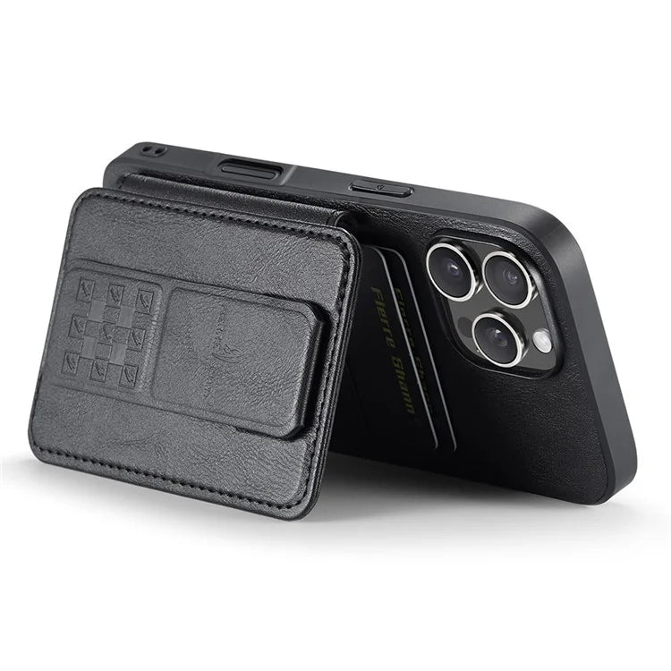 FIERRE SHANN 024 Style For iPhone 16 Pro Max Case Card Holder Kickstand Waxy Texture Leather+TPU Phone Cover