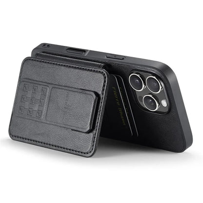FIERRE SHANN 024 Style For iPhone 16 Pro Max Case Card Holder Kickstand Waxy Texture Leather+TPU Phone Cover