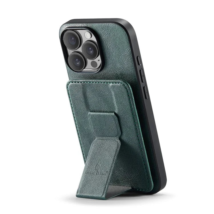 FIERRE SHANN 024 Style For iPhone 16 Pro Max Case Card Holder Kickstand Waxy Texture Leather+TPU Phone Cover