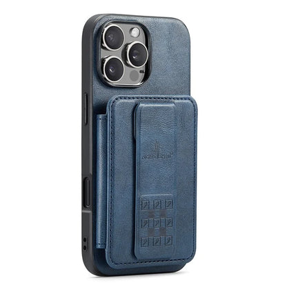 FIERRE SHANN 024 Style For iPhone 16 Pro Max Case Card Holder Kickstand Waxy Texture Leather+TPU Phone Cover