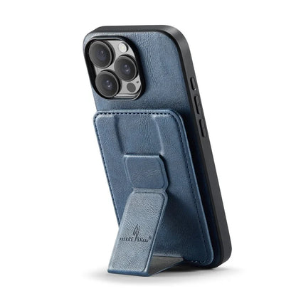 FIERRE SHANN 024 Style For iPhone 16 Pro Max Case Card Holder Kickstand Waxy Texture Leather+TPU Phone Cover