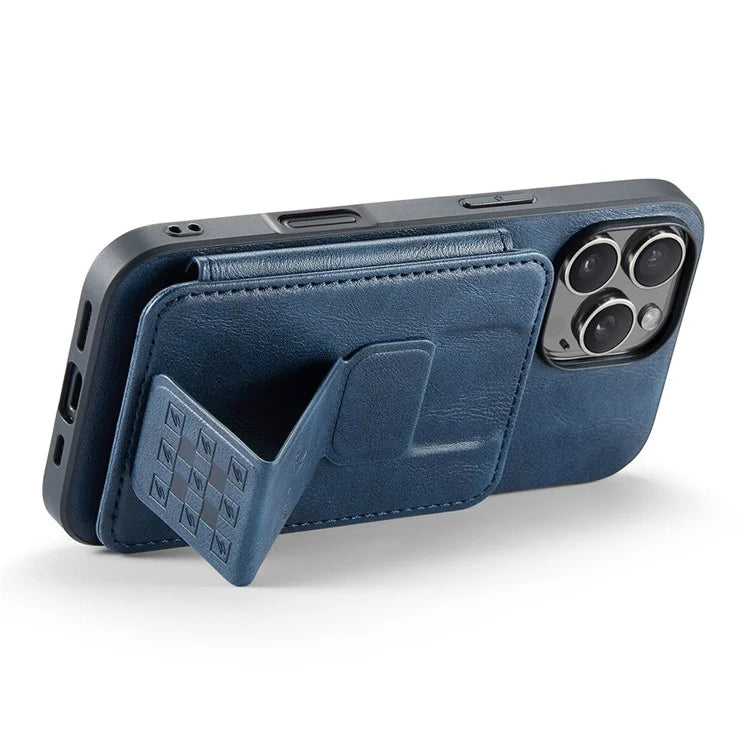 FIERRE SHANN 024 Style For iPhone 16 Pro Max Case Card Holder Kickstand Waxy Texture Leather+TPU Phone Cover
