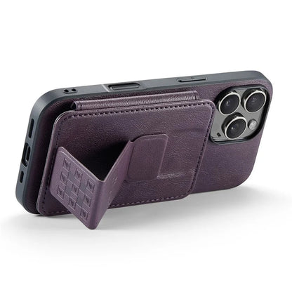 FIERRE SHANN 024 Style For iPhone 16 Pro Max Case Card Holder Kickstand Waxy Texture Leather+TPU Phone Cover