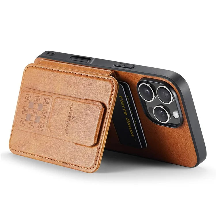 FIERRE SHANN 024 Style For iPhone 16 Pro Max Case Card Holder Kickstand Waxy Texture Leather+TPU Phone Cover