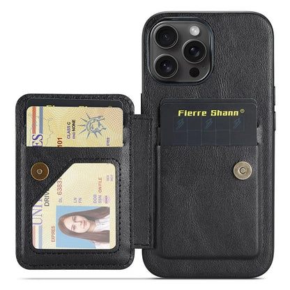 FIERRE SHANN 024 Style For iPhone 16 Pro Case Card Holder Kickstand Waxy Texture Leather+TPU Phone Cover