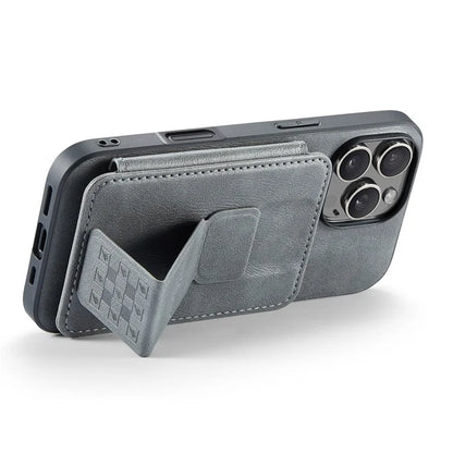 FIERRE SHANN 024 Style For iPhone 16 Pro Case Card Holder Kickstand Waxy Texture Leather+TPU Phone Cover