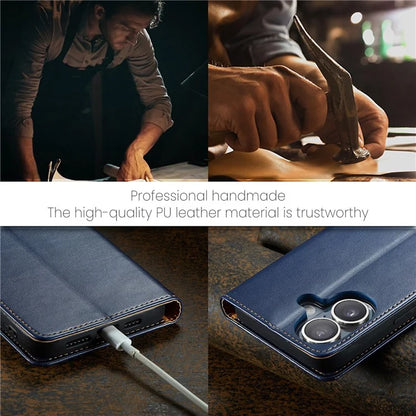 FIERRE SHANN For iPhone 16 Plus Case PU Leather Flip Stand Wallet Phone Cover