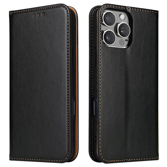 FIERRE SHANN For iPhone 16 Pro Max Case PU Leather Flip Stand Wallet Phone Cover