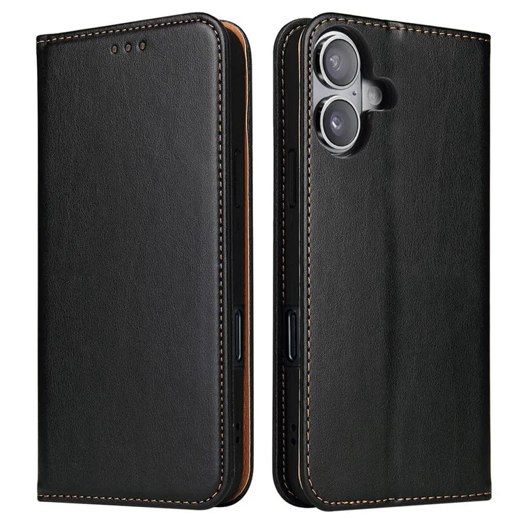 FIERRE SHANN For iPhone 16 Case PU Leather Flip Stand Wallet Phone Cover
