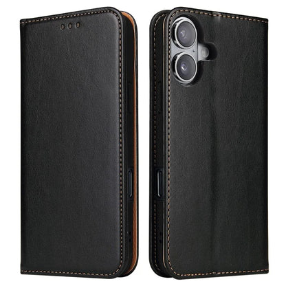 FIERRE SHANN For iPhone 16 Case PU Leather Flip Stand Wallet Phone Cover