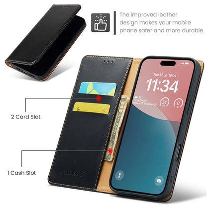 FIERRE SHANN For iPhone 16 Case PU Leather Flip Stand Wallet Phone Cover