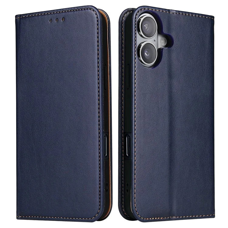 FIERRE SHANN For iPhone 16 Case PU Leather Flip Stand Wallet Phone Cover
