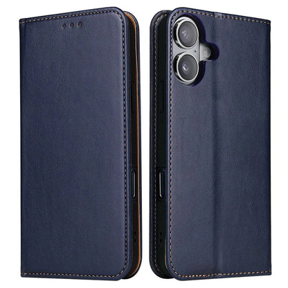 FIERRE SHANN For iPhone 16 Case PU Leather Flip Stand Wallet Phone Cover