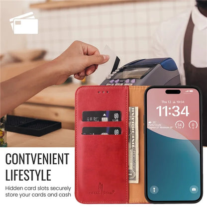 FIERRE SHANN For iPhone 16 Case PU Leather Flip Stand Wallet Phone Cover