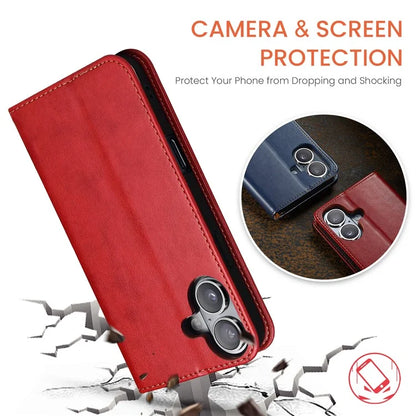 FIERRE SHANN For iPhone 16 Case PU Leather Flip Stand Wallet Phone Cover