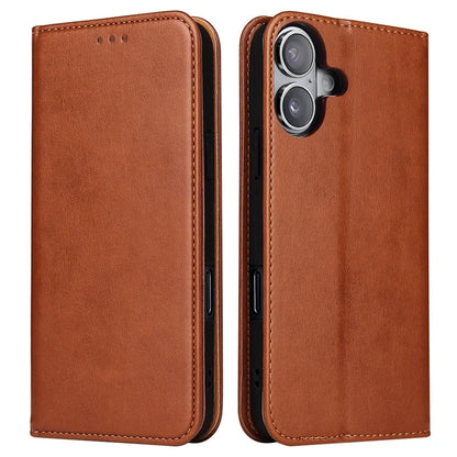 FIERRE SHANN For iPhone 16 Case PU Leather Flip Stand Wallet Phone Cover