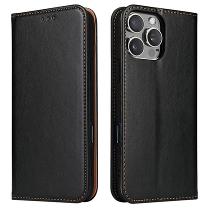 FIERRE SHANN For iPhone 16 Pro Case PU Leather Flip Stand Wallet Phone Cover