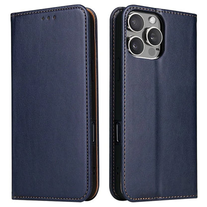 FIERRE SHANN For iPhone 16 Pro Case PU Leather Flip Stand Wallet Phone Cover