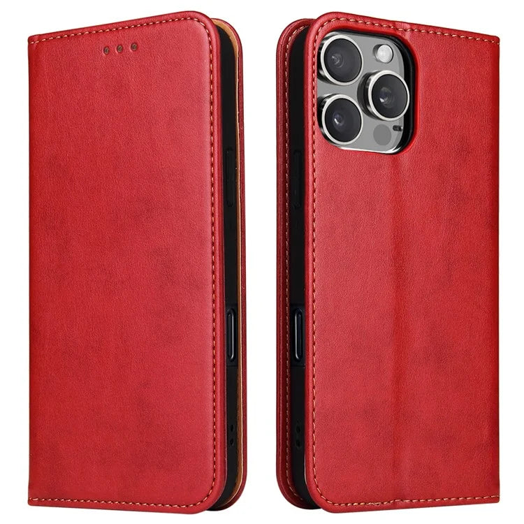 FIERRE SHANN For iPhone 16 Pro Case PU Leather Flip Stand Wallet Phone Cover