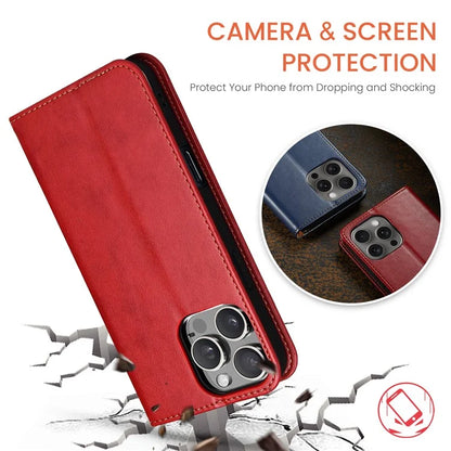 FIERRE SHANN For iPhone 16 Pro Case PU Leather Flip Stand Wallet Phone Cover