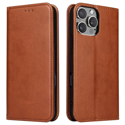 FIERRE SHANN For iPhone 16 Pro Case PU Leather Flip Stand Wallet Phone Cover