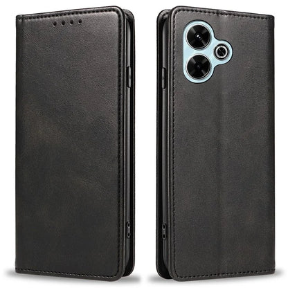 For Xiaomi Poco M6 Plus 5G / Redmi 13 5G / 4G / Note 13R 5G Case Strong Magnetic PU Leather Phone Cover Calf Texture