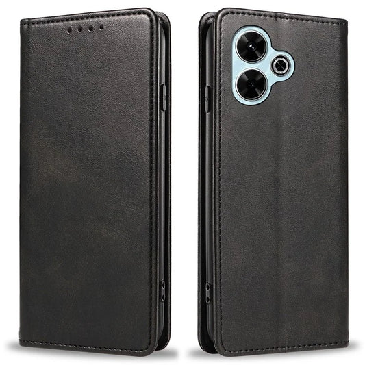 For Xiaomi Poco M6 Plus 5G / Redmi 13 5G / 4G / Note 13R 5G Case Strong Magnetic PU Leather Phone Cover Calf Texture