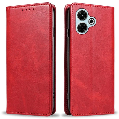 For Xiaomi Poco M6 Plus 5G / Redmi 13 5G / 4G / Note 13R 5G Case Strong Magnetic PU Leather Phone Cover Calf Texture