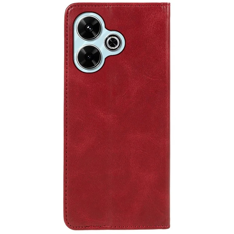 For Xiaomi Poco M6 Plus 5G / Redmi 13 5G / 4G / Note 13R 5G Case Strong Magnetic PU Leather Phone Cover Calf Texture