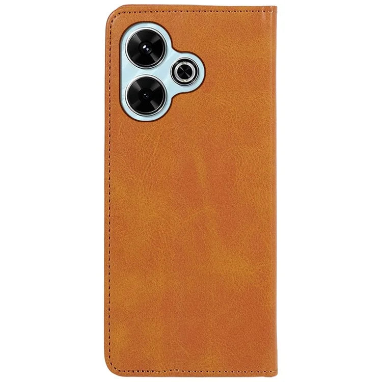 For Xiaomi Poco M6 Plus 5G / Redmi 13 5G / 4G / Note 13R 5G Case Strong Magnetic PU Leather Phone Cover Calf Texture