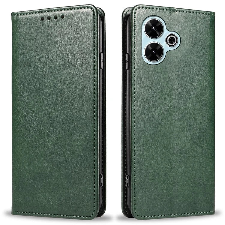 For Xiaomi Poco M6 Plus 5G / Redmi 13 5G / 4G / Note 13R 5G Case Strong Magnetic PU Leather Phone Cover Calf Texture