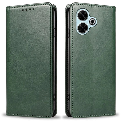For Xiaomi Poco M6 Plus 5G / Redmi 13 5G / 4G / Note 13R 5G Case Strong Magnetic PU Leather Phone Cover Calf Texture