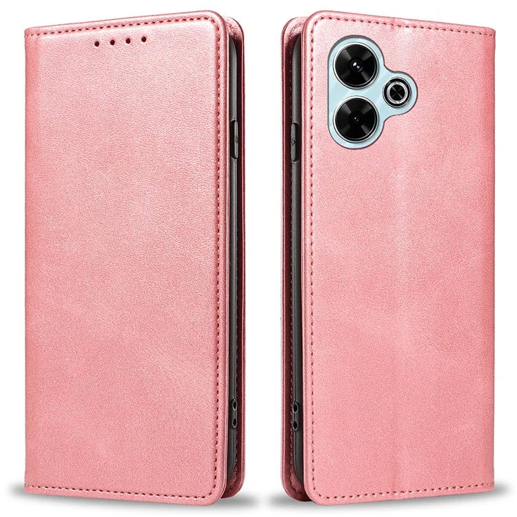 For Xiaomi Poco M6 Plus 5G / Redmi 13 5G / 4G / Note 13R 5G Case Strong Magnetic PU Leather Phone Cover Calf Texture