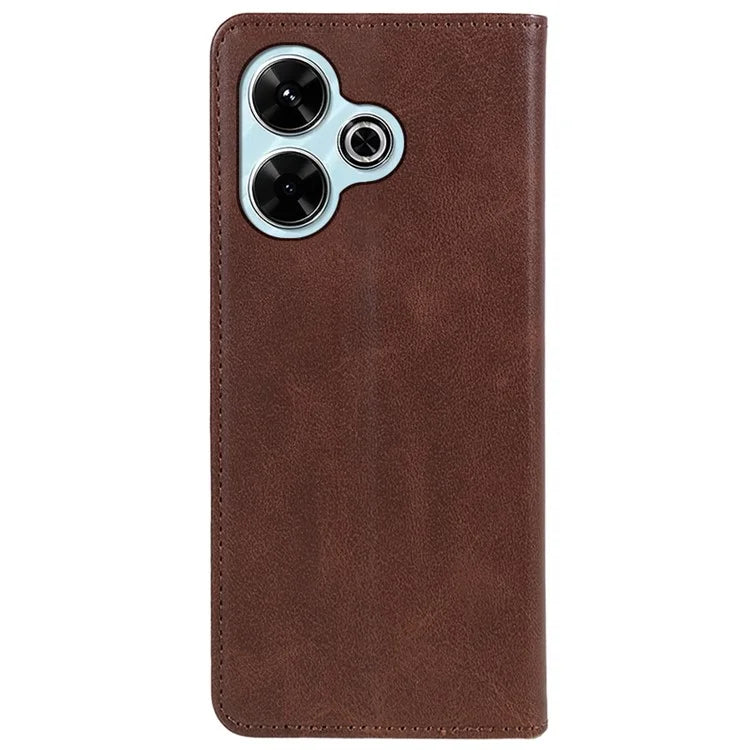 For Xiaomi Poco M6 Plus 5G / Redmi 13 5G / 4G / Note 13R 5G Case Strong Magnetic PU Leather Phone Cover Calf Texture