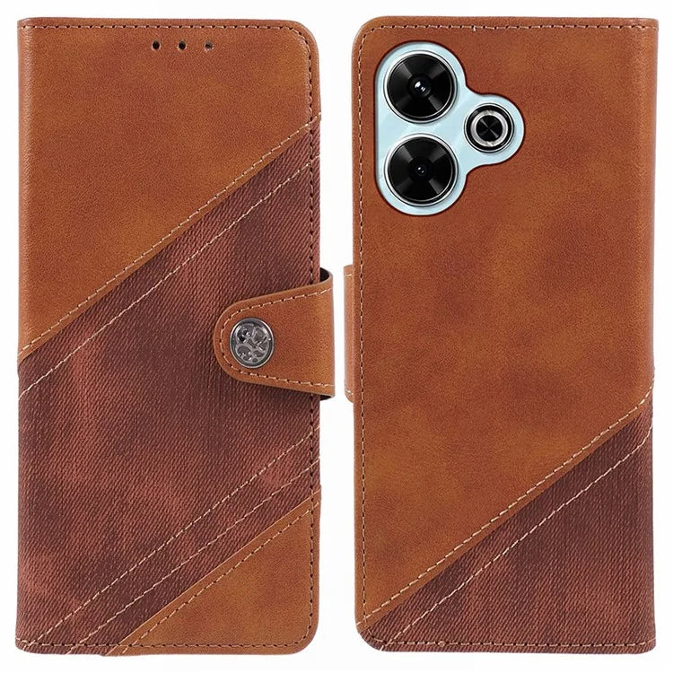 For Xiaomi Poco M6 Plus 5G / Redmi 13 5G / 4G / Note 13R 5G Case Splicing Texture Leather Phone Cover Viewing Stand