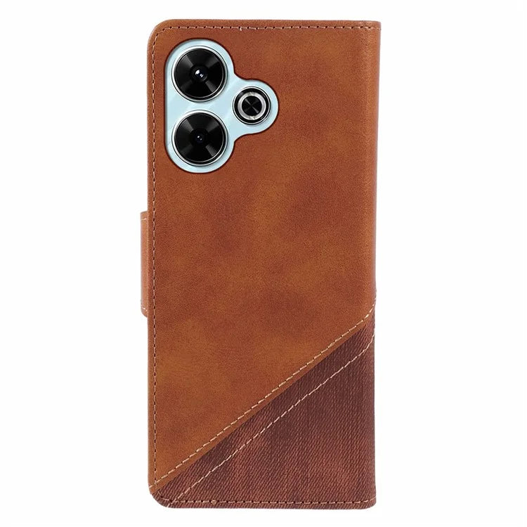 For Xiaomi Poco M6 Plus 5G / Redmi 13 5G / 4G / Note 13R 5G Case Splicing Texture Leather Phone Cover Viewing Stand